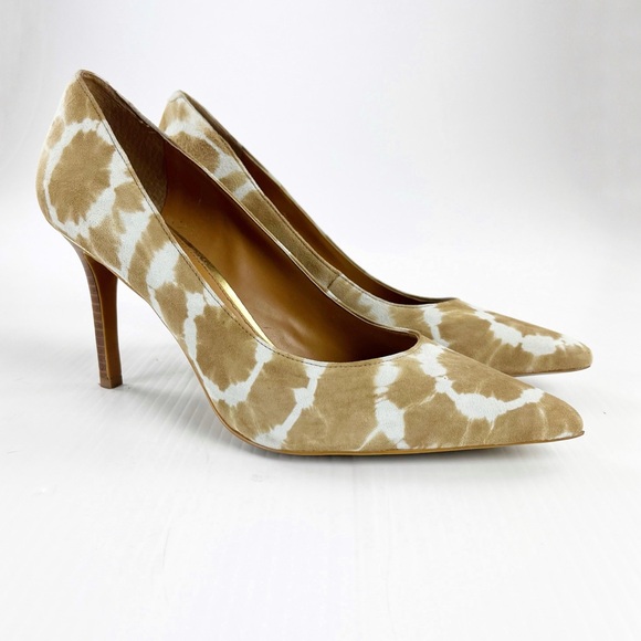 Ralph Lauren Sarina Tan Ivory Tie Dye Slip On Pumps Heels Shoes - Picture 1 of 6